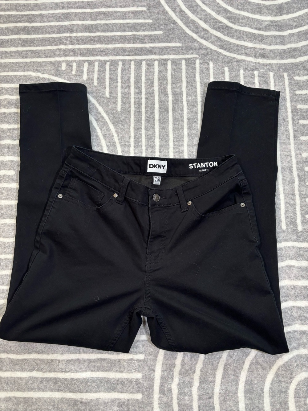 DKNY Chinos, Stanton Slim, Black Denim, Men’s 30x30, W30, L30, Logo, Donna Karan - Picture 5 of 10